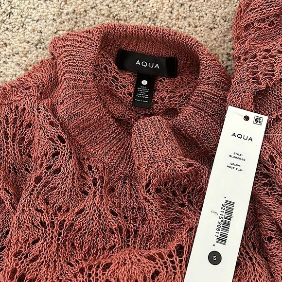 Aqua NWT Beautiful Rose Clay 3/4 Sleeve Crochet Midi Dress **Size S** 🌹🌹 - Picture 8 of 8